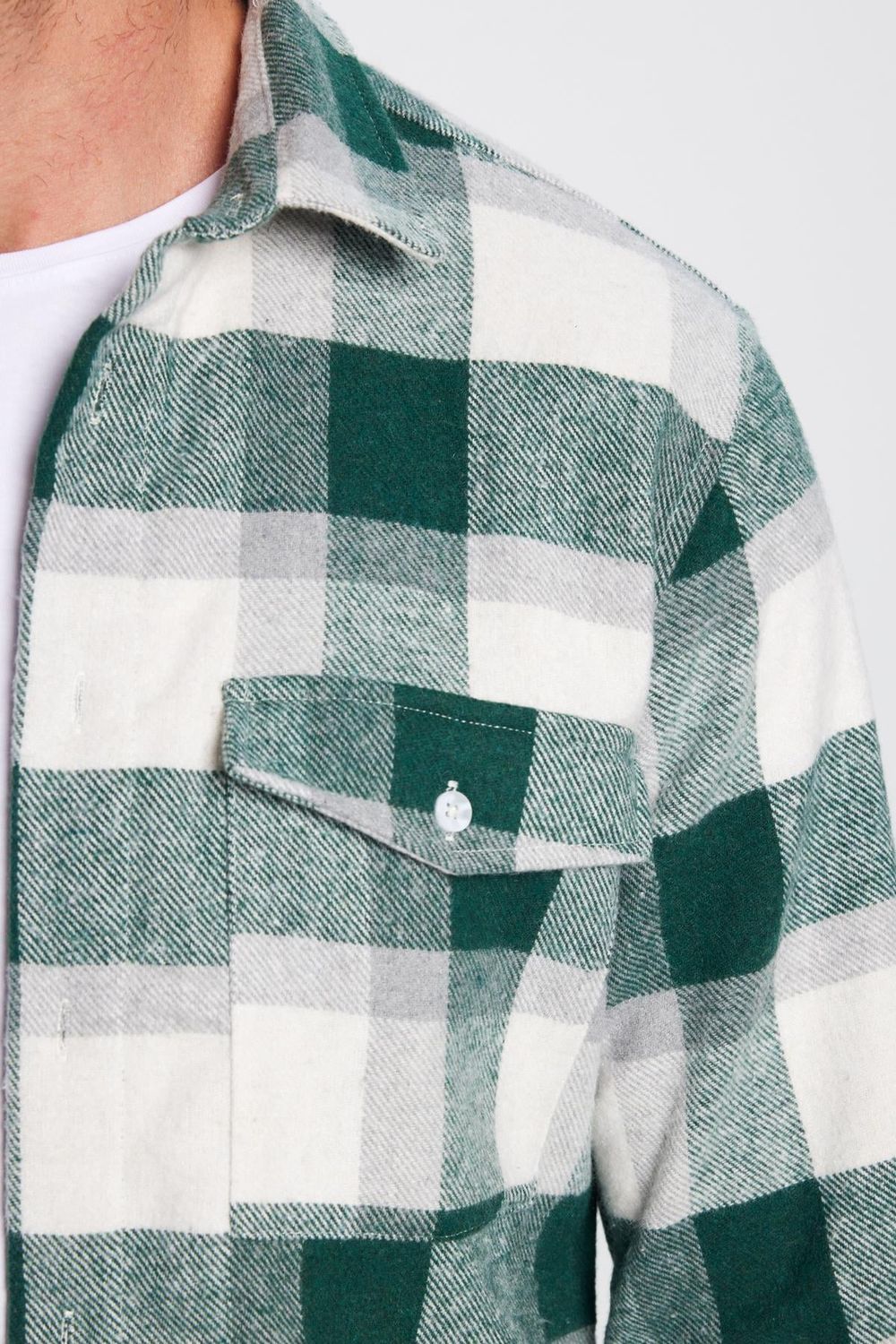 Erkek Slim Fit Dar Kesim Oduncu Tek Cepli Kareli Kışlık Gömlek
