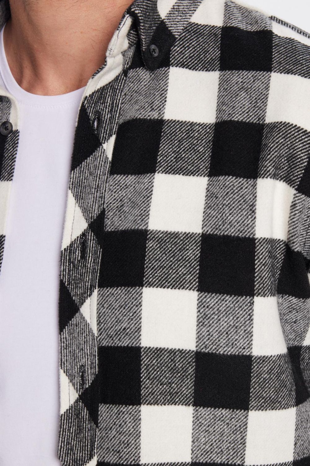Erkek Slim Fit Dar Kesim Oduncu Düğmeli Yaka Kareli Kışlık Gömlek
