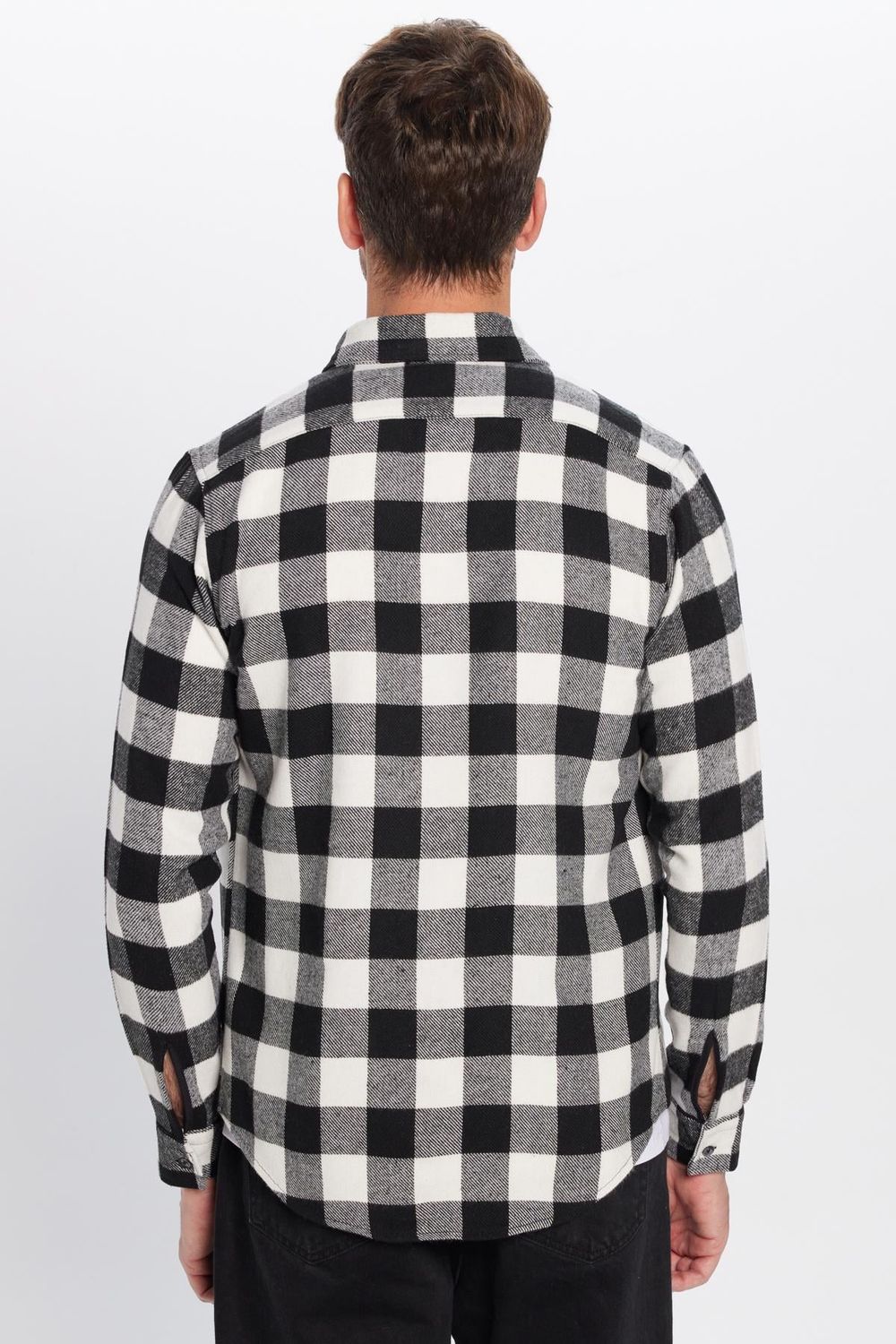 Erkek Slim Fit Dar Kesim Oduncu Düğmeli Yaka Kareli Kışlık Gömlek
