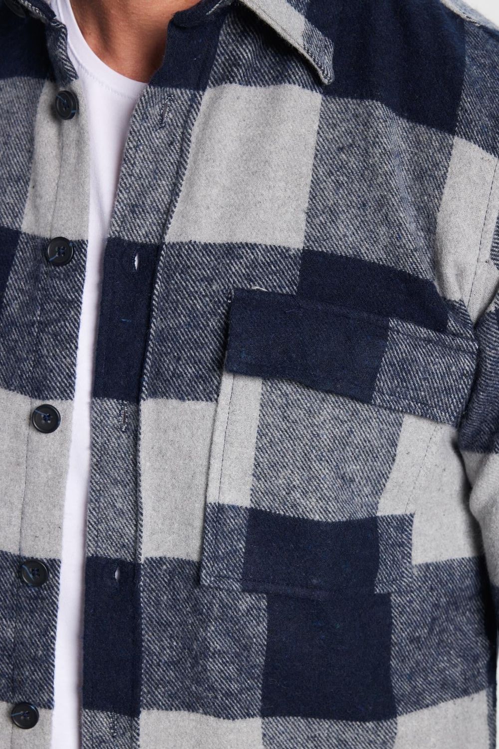 Erkek Slim Fit Dar Kesim Oduncu Çift Cep Kapaklı Kareli Kışlık Gömlek
