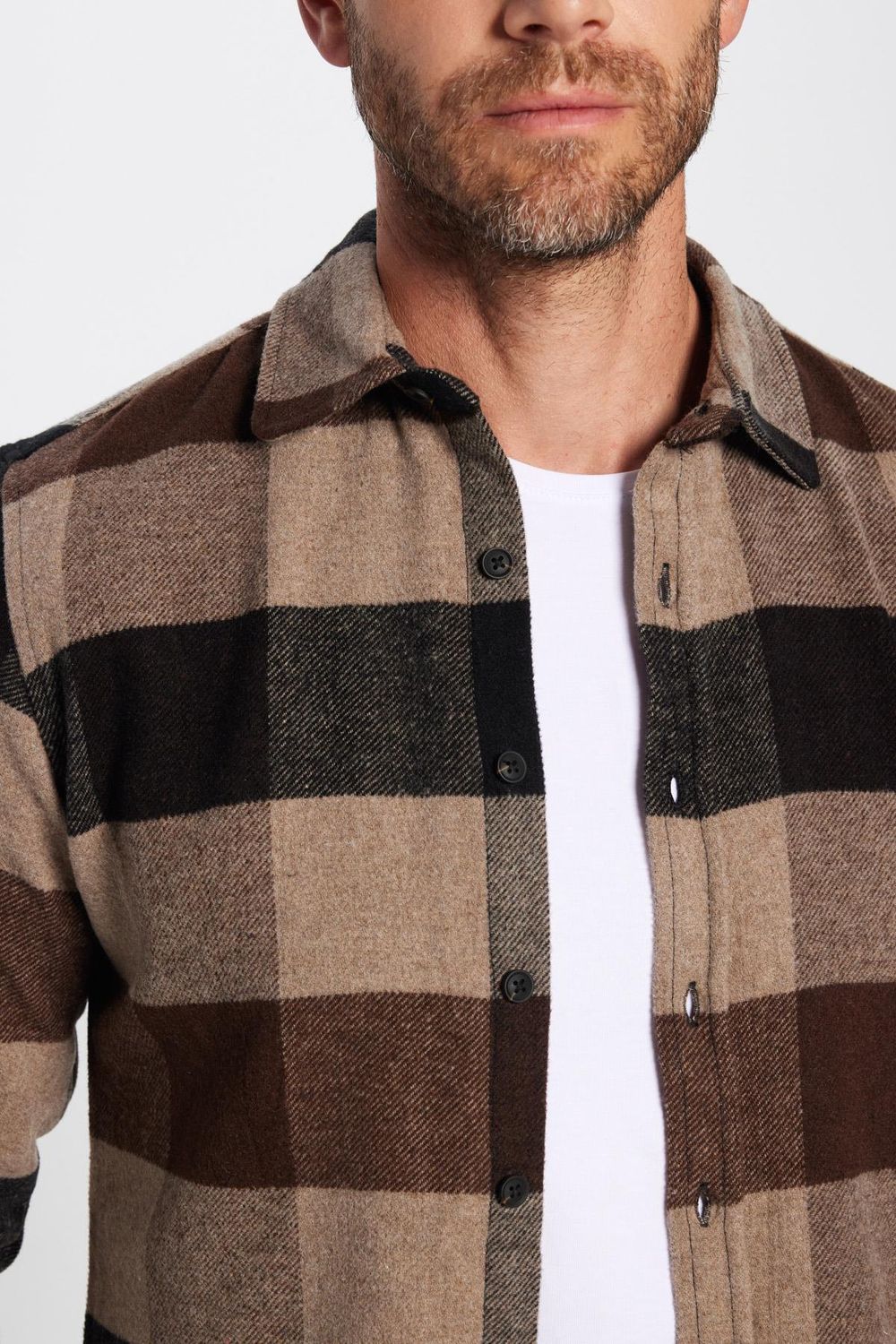 Erkek Slim Fit Dar Kesim Oduncu Kareli Kışlık Gömlek