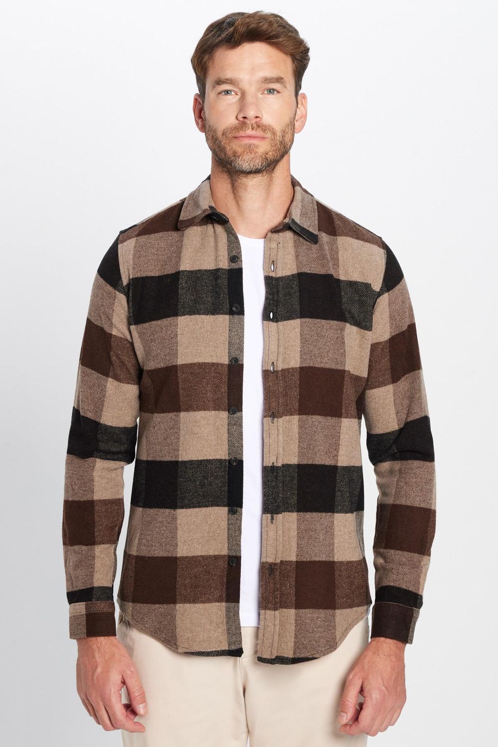 Erkek Slim Fit Dar Kesim Oduncu Kareli Kışlık Gömlek