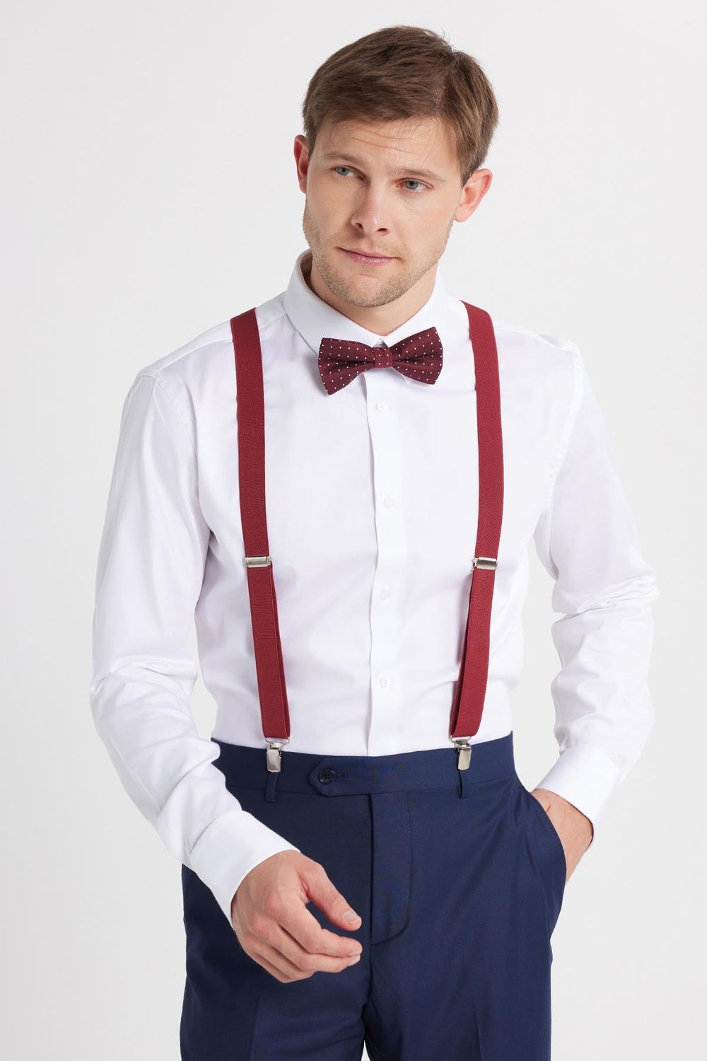 Erkek Slim Fit  Premium Likralı Pamuk Saten Beyaz Gömlek