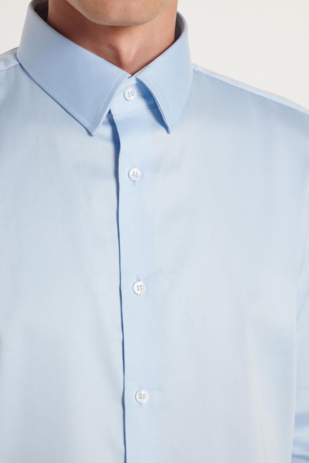 Erkek Slim Fit  Premium Likralı Pamuk Saten Gömlek