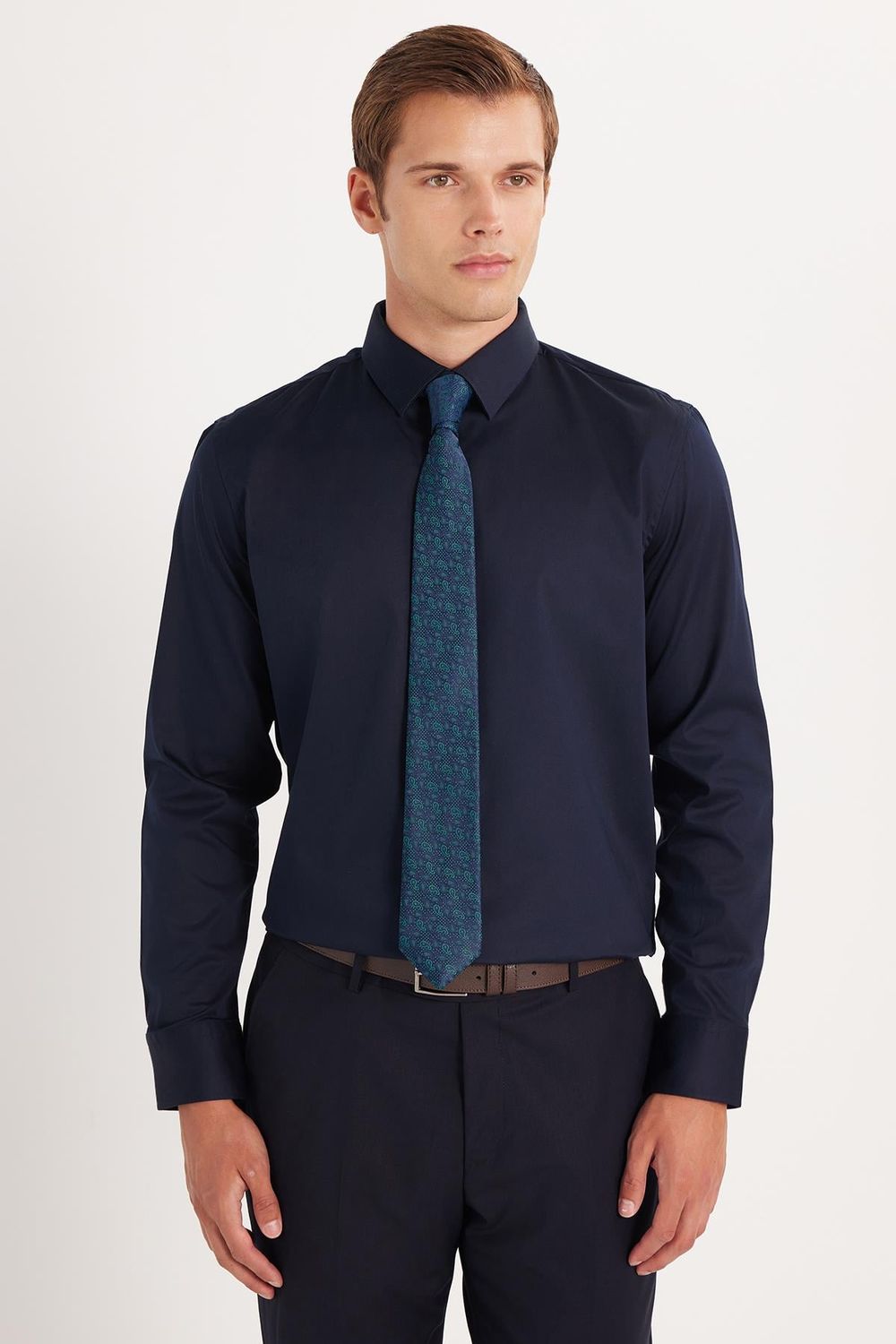 Erkek Slim Fit  Premium Likralı Pamuk Saten Gömlek