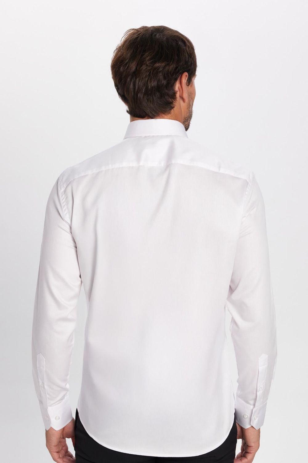 Slim Fit Beyaz Non-Iron Pamuklu Doğa Dostu Ekoteks Belgeli Ütü Gerektirmez Gömlek
