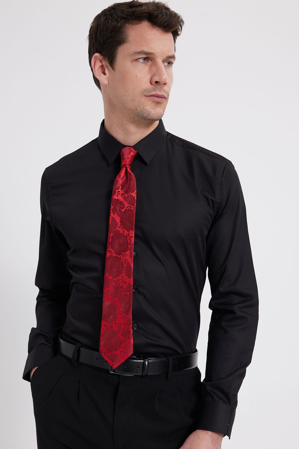 Erkek Slim Fit Non-Iron Pamuklu Doğa Dostu Ekoteks Belgeli Ütü Gerektirmez Siyah Gömlek