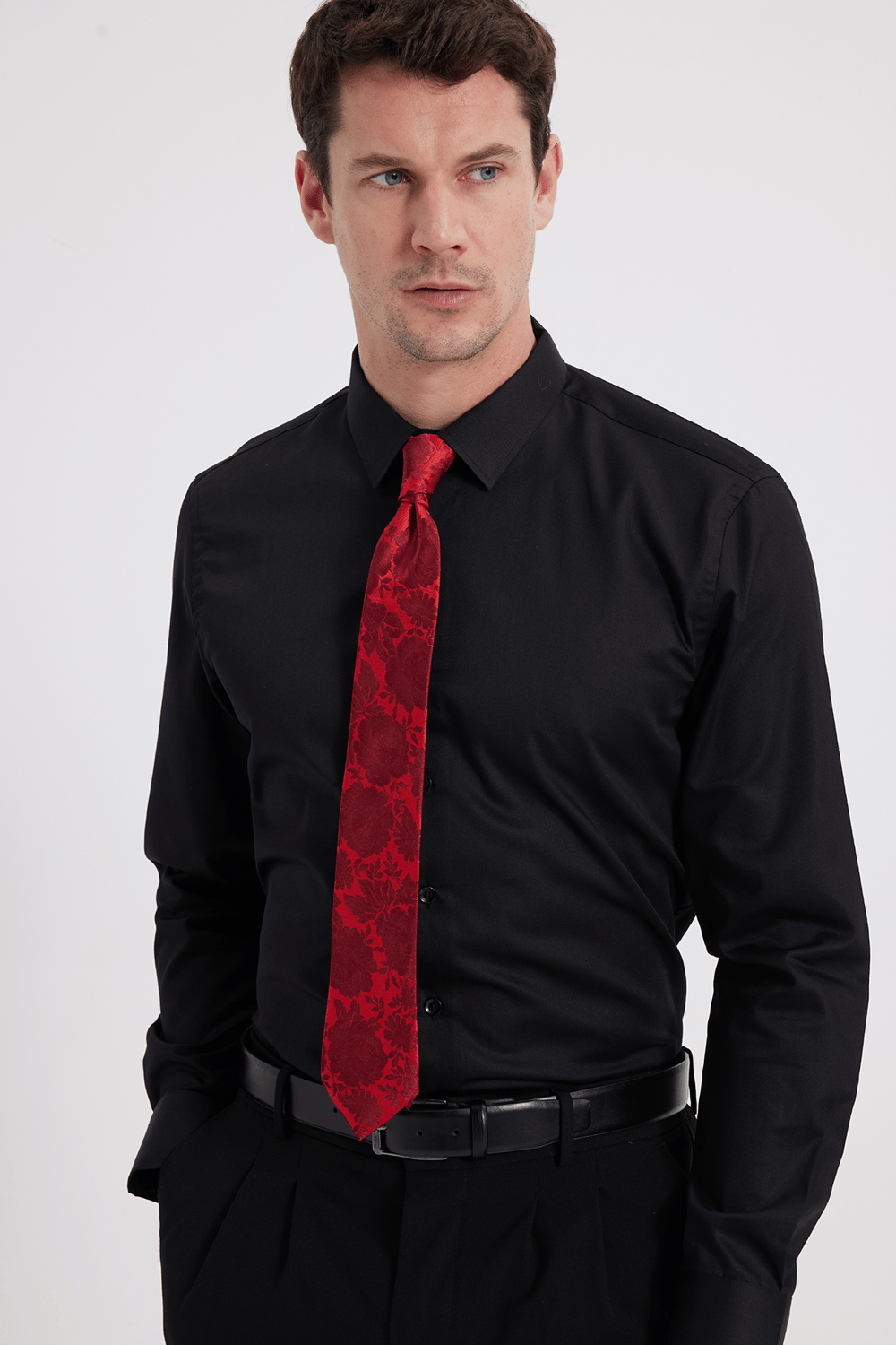 Erkek Slim Fit Non-Iron Pamuklu Doğa Dostu Ekoteks Belgeli Ütü Gerektirmez Siyah Gömlek
