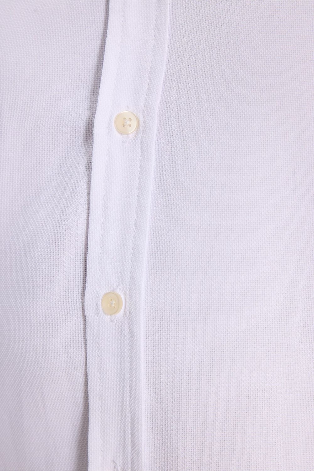 Erkek Slim Fit Dar Kesim Düz Oxford Armalı Düğmeli Yaka Beyaz Spor Gömlek