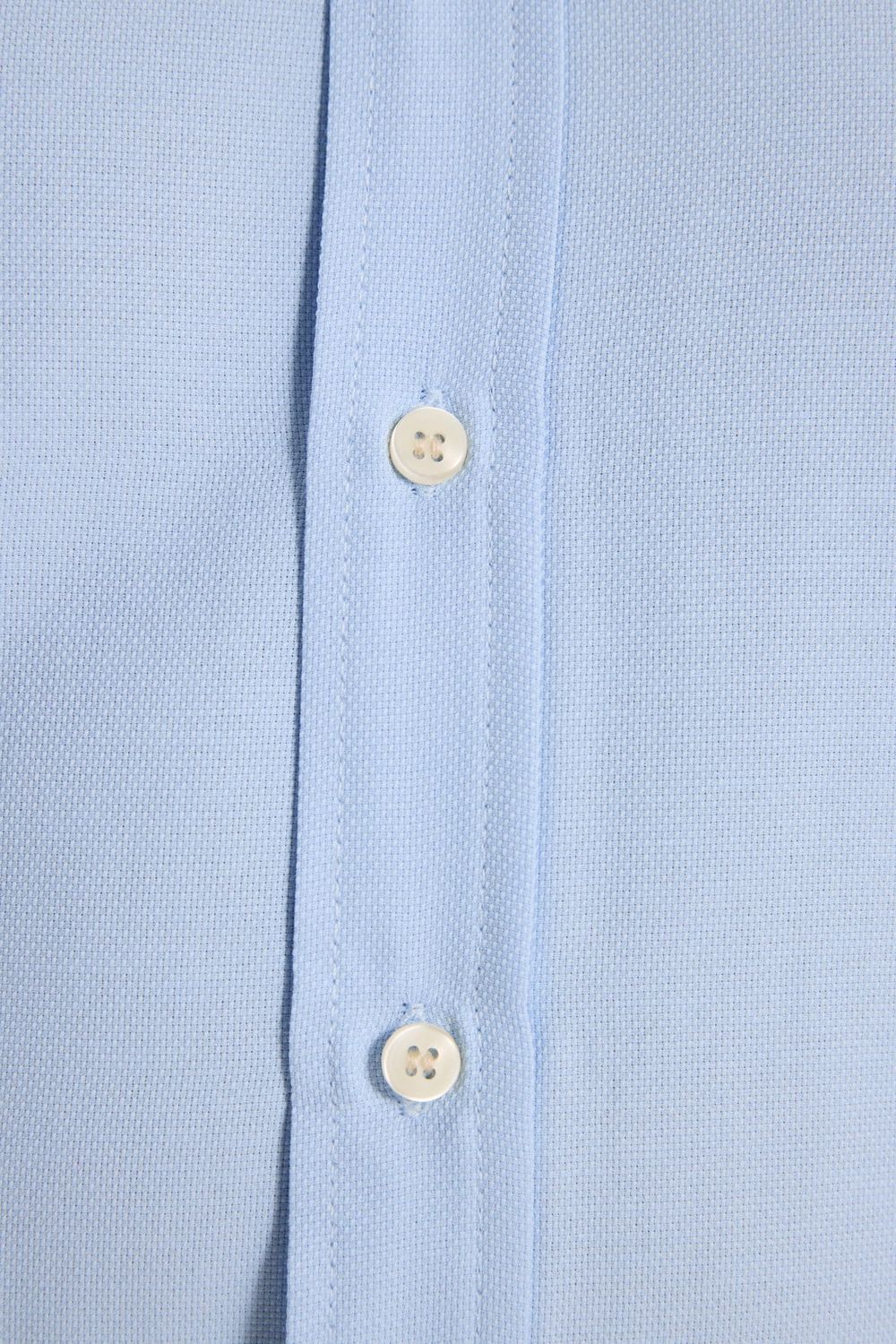 Erkek Slim Fit Dar Kesim Düz Oxford Armalı Düğmeli Yaka Mavi Spor Gömlek