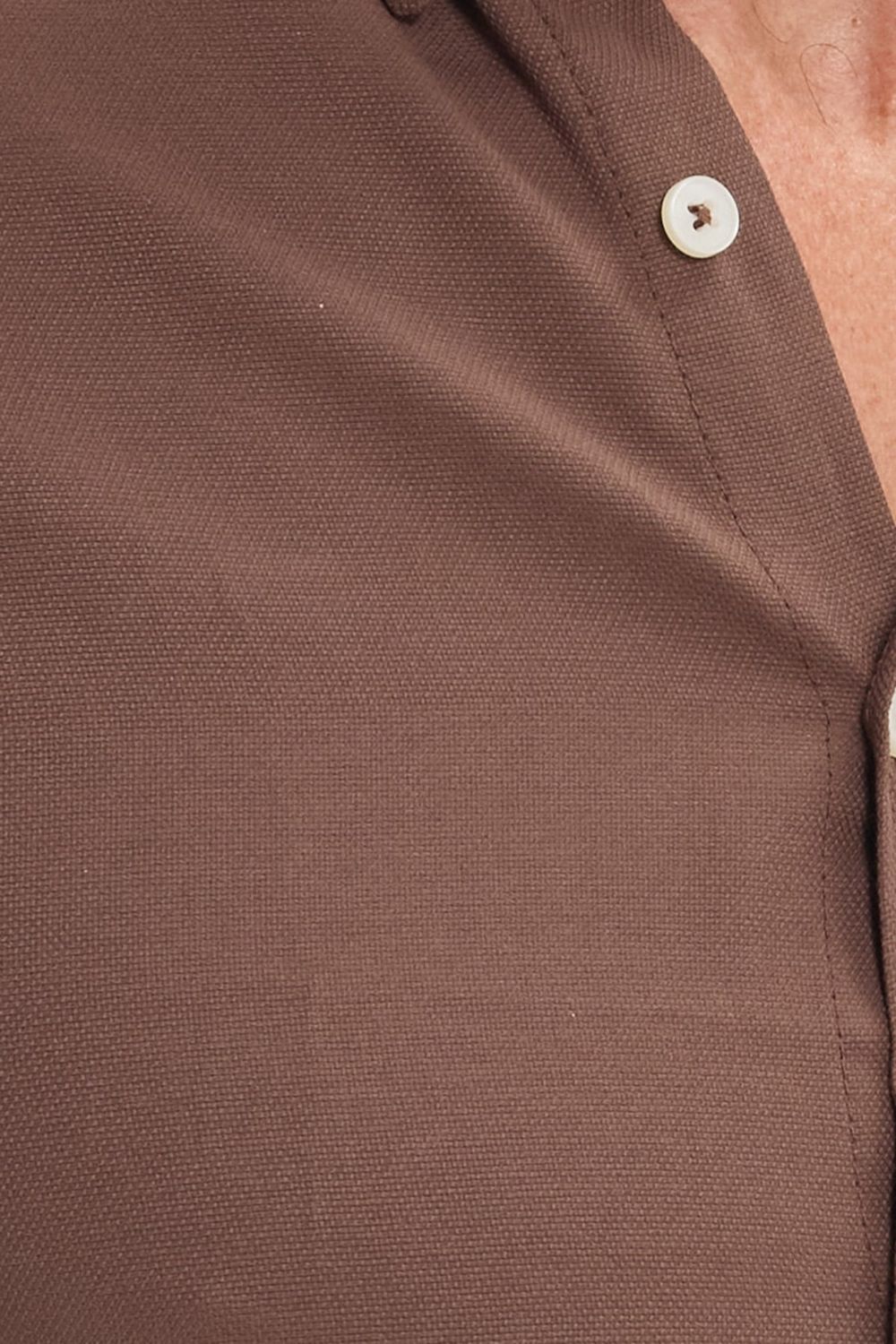 Erkek Slim Fit Dar Kesim Düz Oxford Armalı Düğmeli Yaka Kahverengi Spor Gömlek