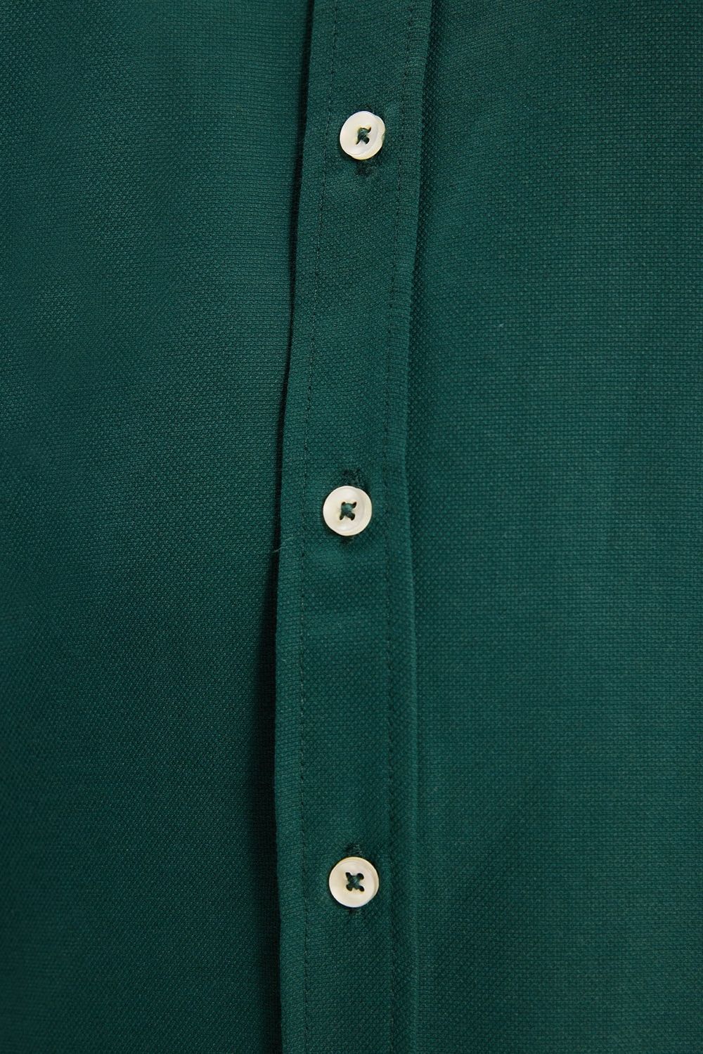 Erkek Slim Fit Dar Kesim Düz Oxford Armalı Düğmeli Yaka Haki Spor Gömlek