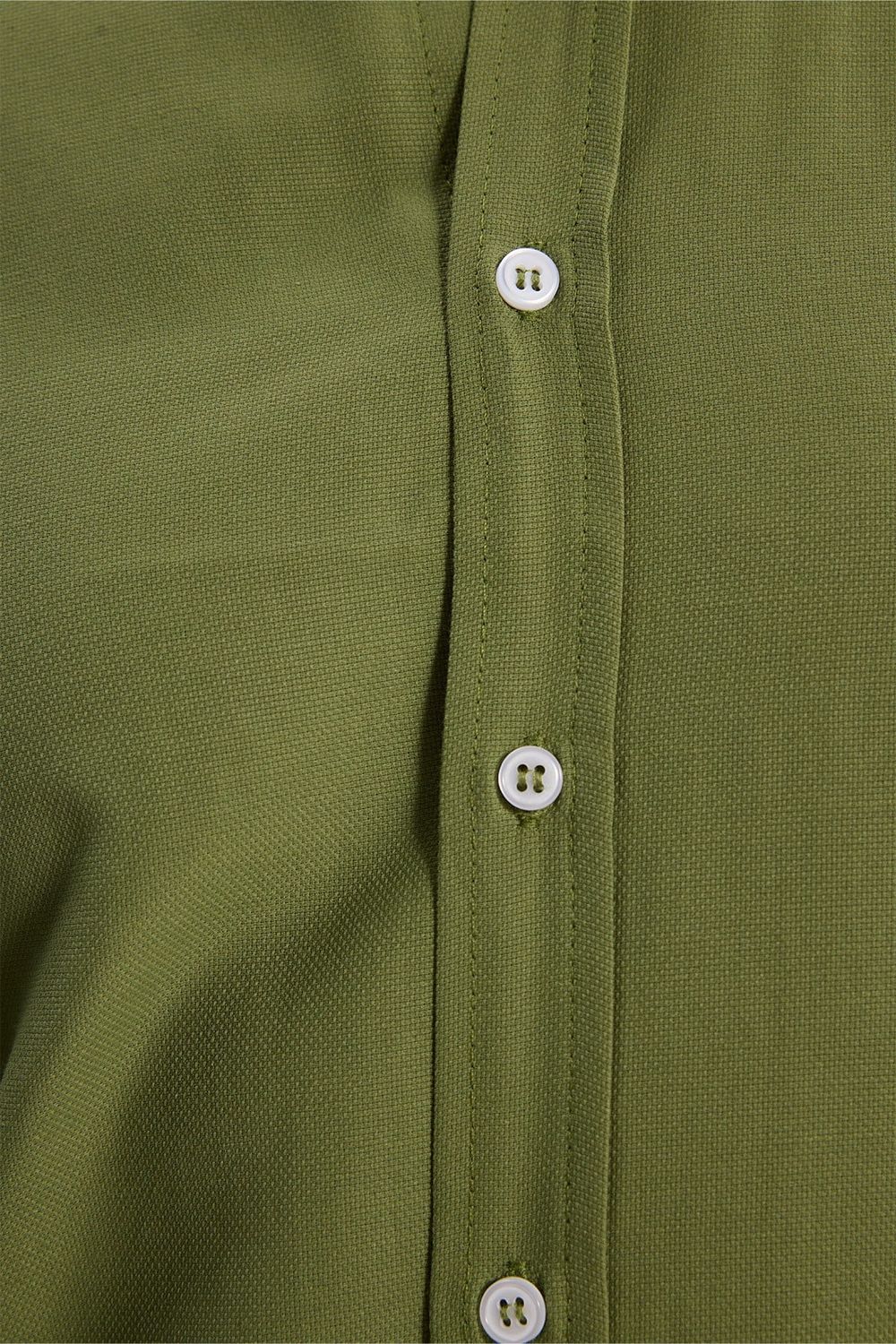 Erkek Slim Fit Dar Kesim Düz Oxford Armalı Düğmeli Yaka Yeşil Spor Gömlek