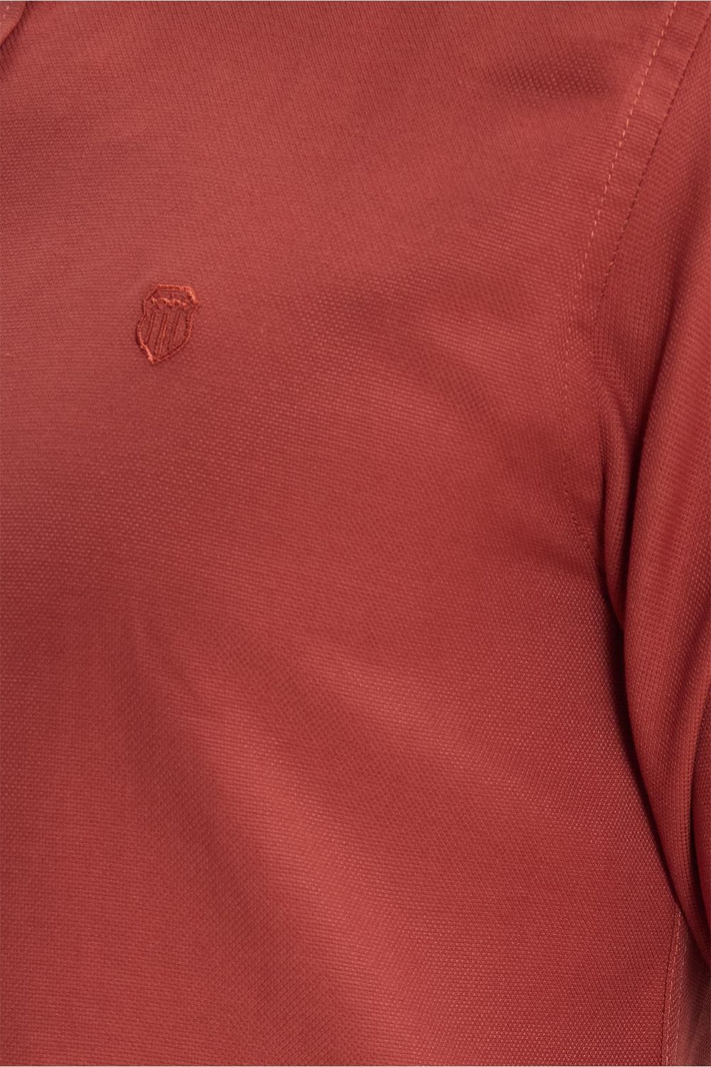 Erkek Slim Fit Dar Kesim Düz Oxford Armalı Düğmeli Yaka Kiremit Spor Gömlek