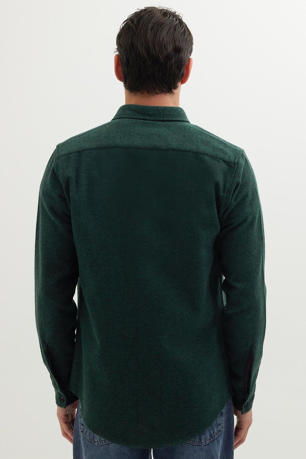 Erkek Slim Fit Dar Kesim Uzun Kollu Düz Kışlık Oduncu Gömlek