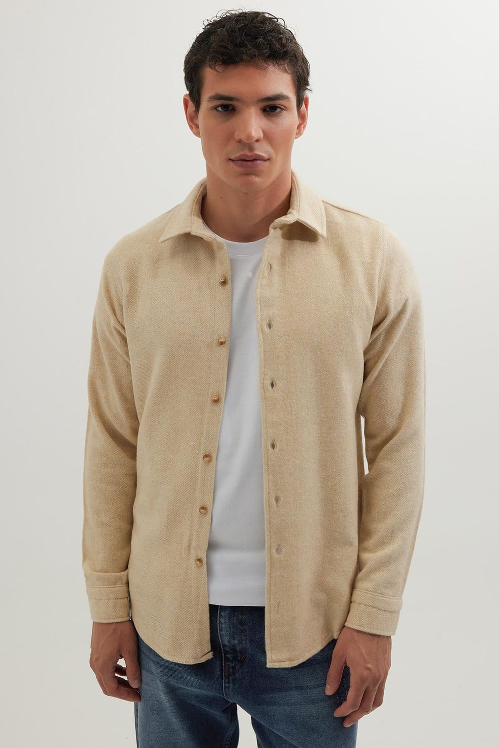 Erkek Slim Fit Dar Kesim Uzun Kollu Düz Kışlık Oduncu Gömlek