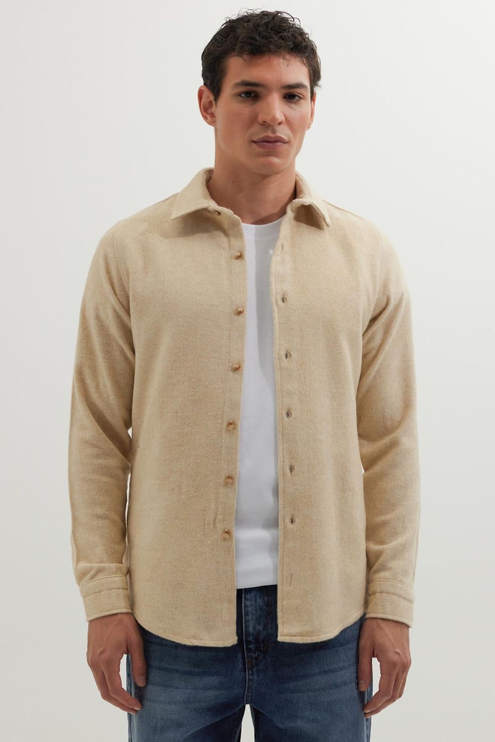 Erkek Slim Fit Dar Kesim Uzun Kollu Düz Kışlık Oduncu Gömlek