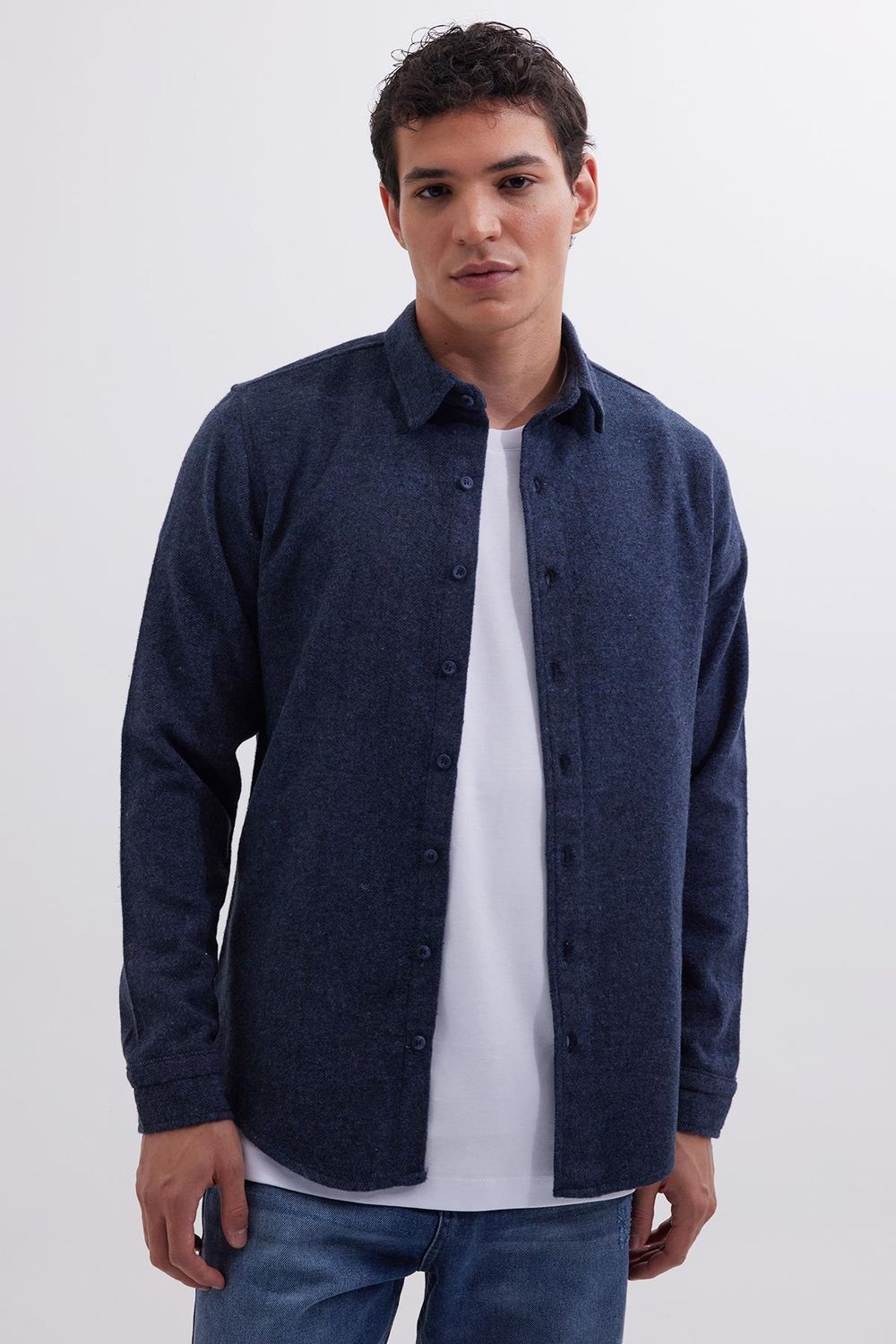 Erkek Slim Fit Dar Kesim Uzun Kollu Düz Kışlık Oduncu Gömlek