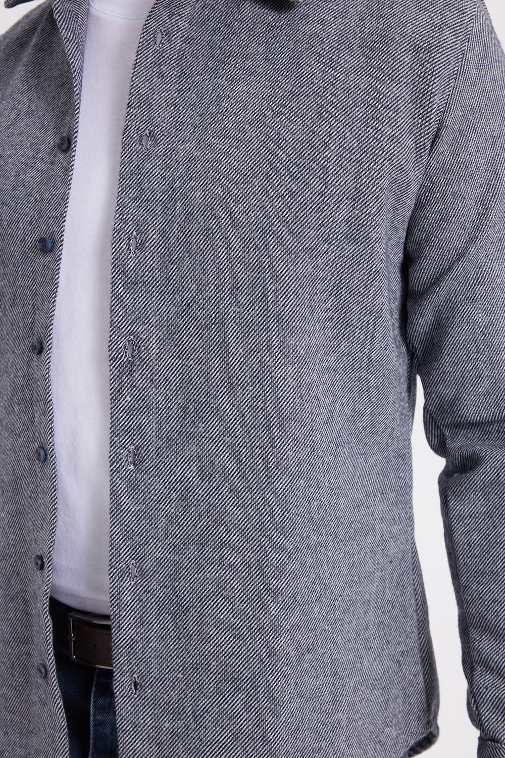 Erkek Slim Fit Dar Kesim Uzun Kollu Düz Kışlık Oduncu Gri Gömlek
