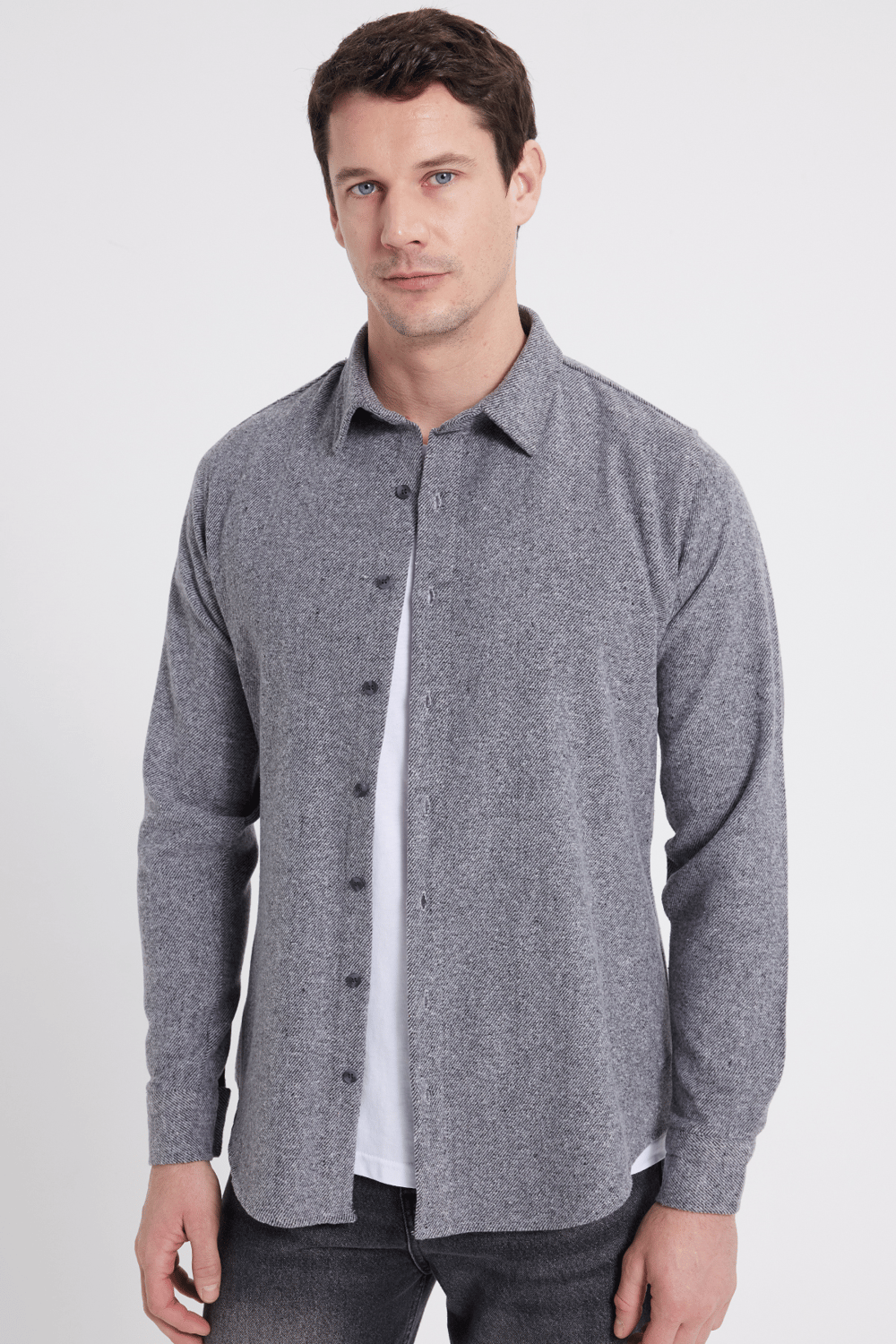 Erkek Slim Fit Dar Kesim Uzun Kollu Düz Kışlık Oduncu Gömlek