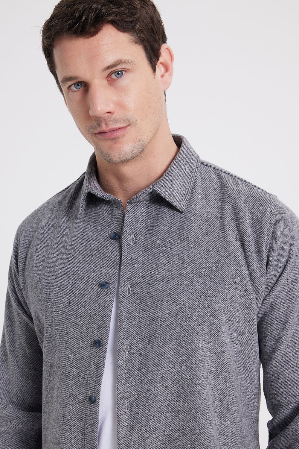 Erkek Slim Fit Dar Kesim Uzun Kollu Düz Kışlık Oduncu Gömlek