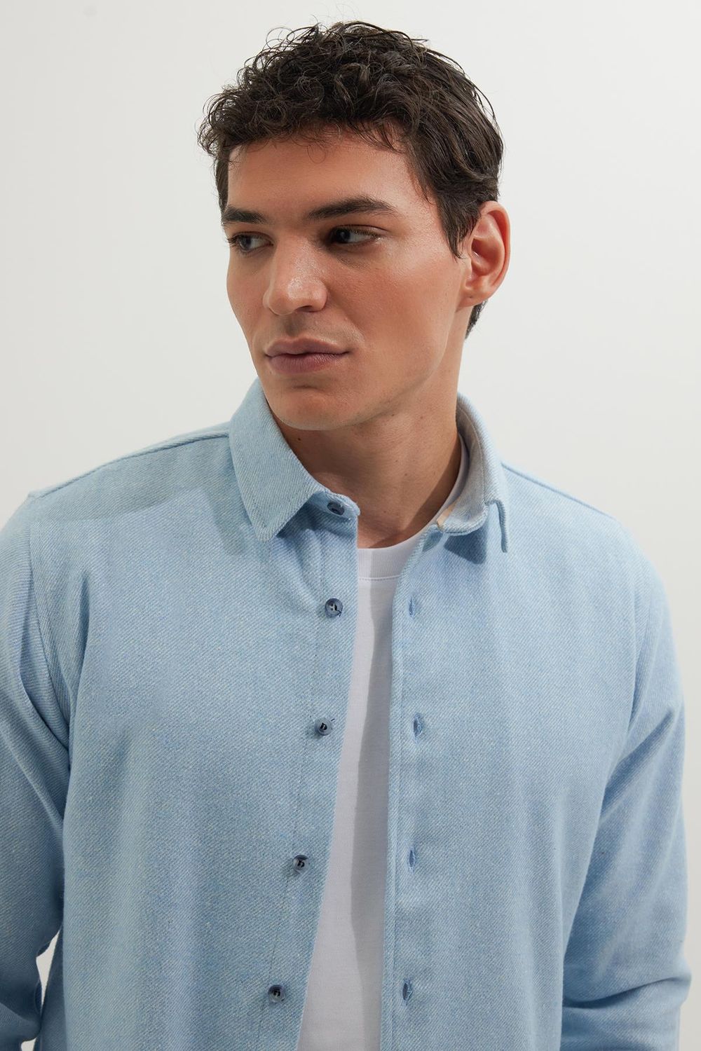 Erkek Slim Fit Dar Kesim Uzun Kollu Düz Kışlık Oduncu Gömlek