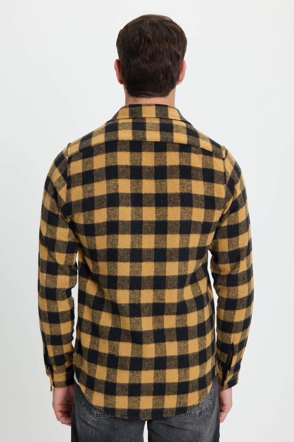 Erkek Slim Fit Dar Kesim Uzun Kollu Cepli Kareli Dama Desenli Kışlık Oduncu Gömlek