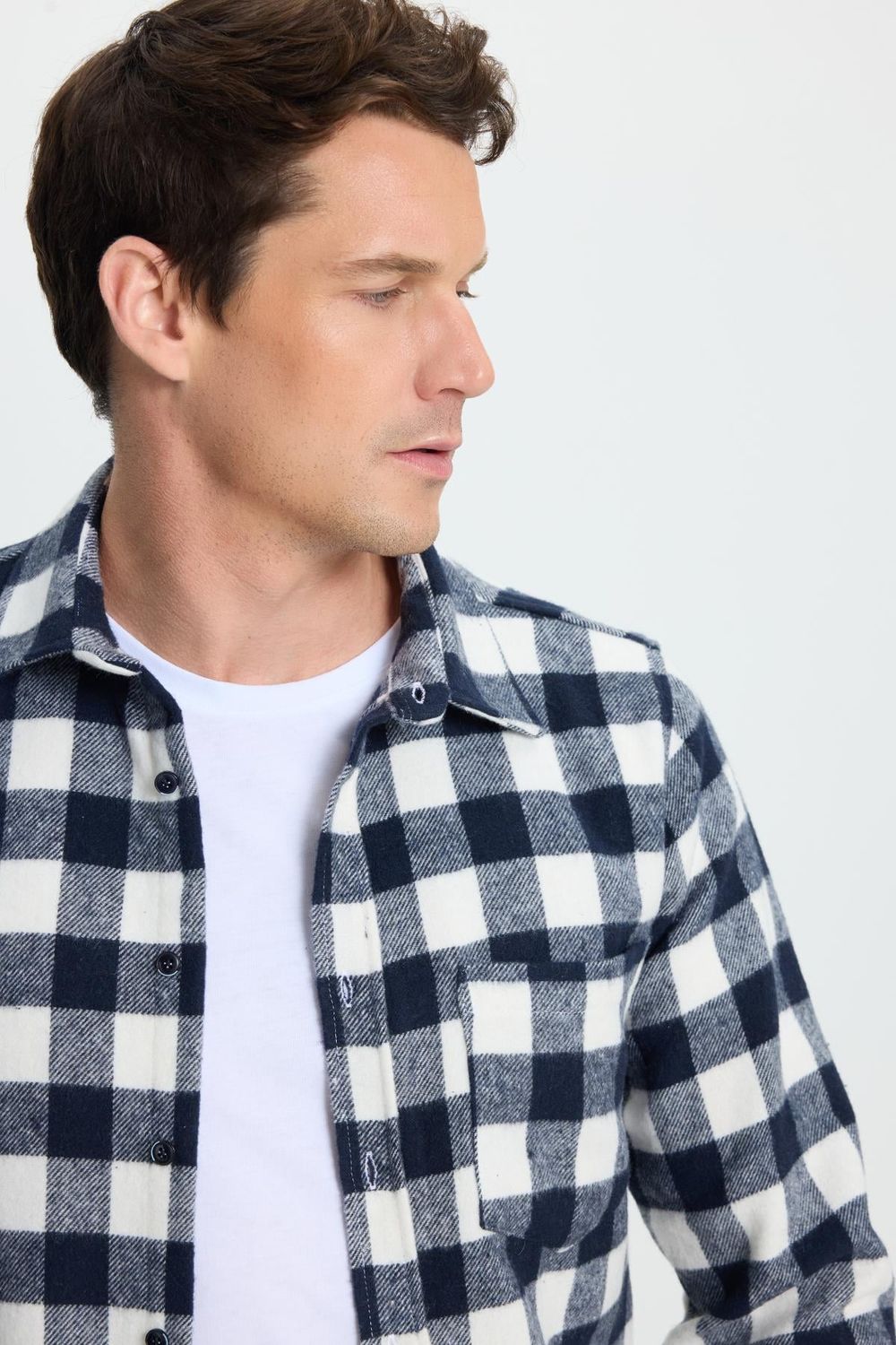 Erkek Slim Fit Dar Kesim Uzun Kollu Cepli Kareli Dama Desenli Kışlık Oduncu Gömlek