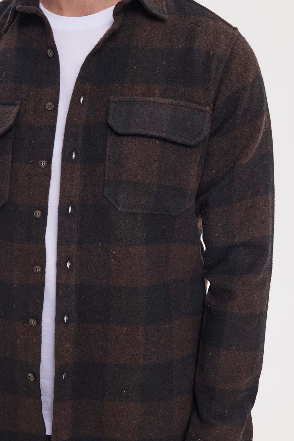 Erkek Slim Fit Dar Kesim Uzun Kollu Kapaklı Çift Cepli Kareli Kışlık Oduncu Gömlek