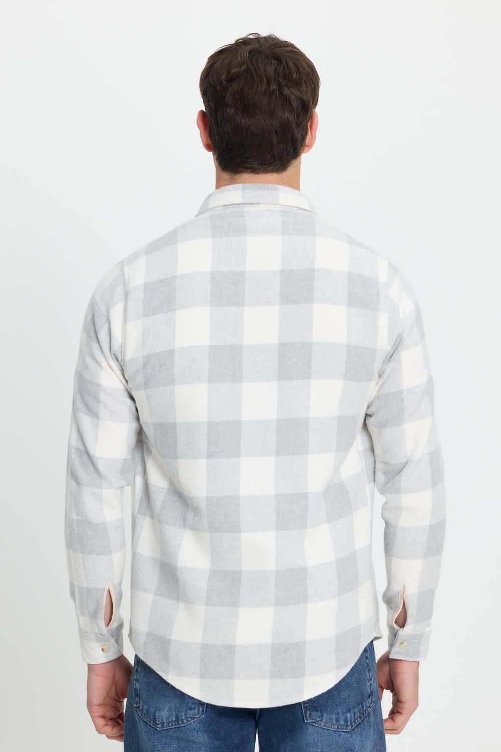 Erkek Slim Fit Dar Kesim Uzun Kollu Kapaklı Çift Cepli Kareli Kışlık Oduncu Gömlek
