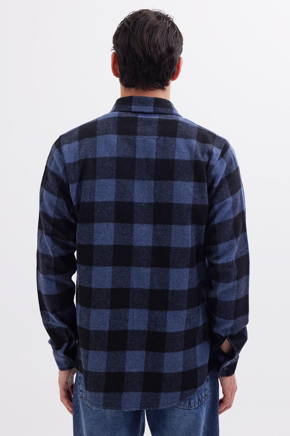 Erkek Slim Fit Dar Kesim Uzun Kollu Kapaklı Çift Cepli Kareli Kışlık Oduncu Gömlek
