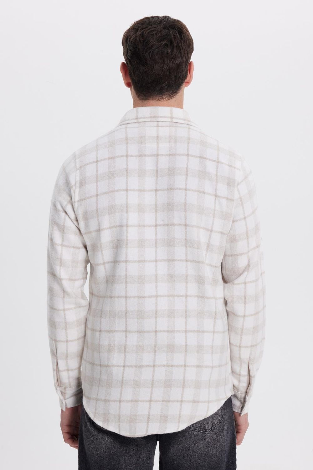 Erkek Slim Fit Dar Kesim Kareli Tek Cepli Oduncu Gömlek