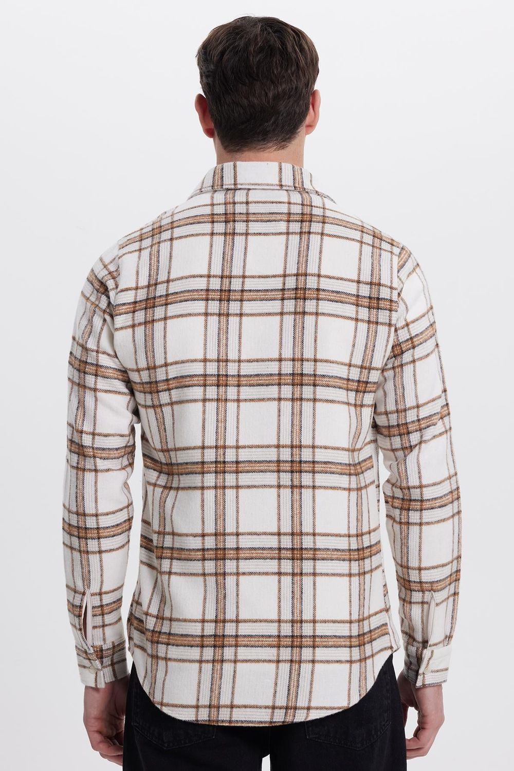 Erkek Slim Fit Dar Kesim Kareli Tek Cepli Oduncu Gömlek