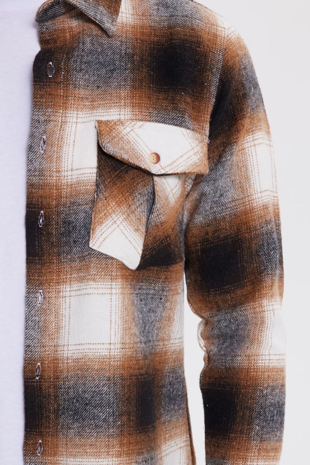 Erkek Slim Fit Dar Kesim Kareli Tek Cepli Oduncu Gömlek