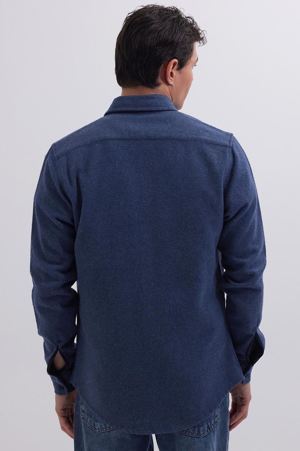 Erkek Slim Fit Tek Cep Kapaklı Düz Oduncu Spor Gömlek