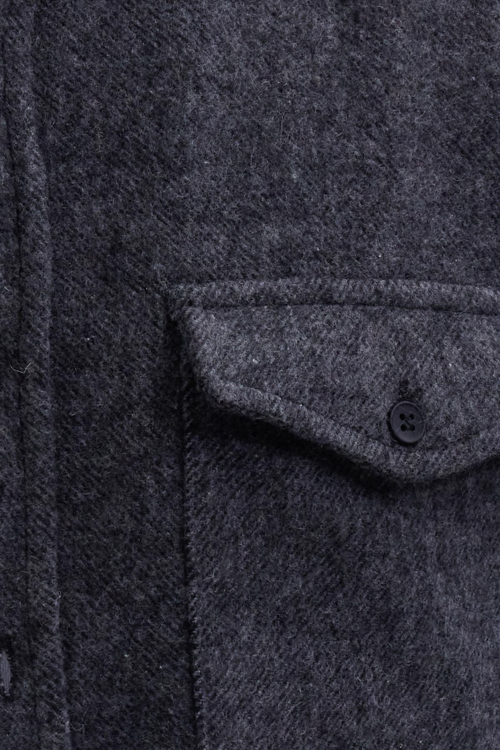 Erkek Slim Fit Tek Cep Kapaklı Düz Oduncu Spor Koyu Gri Gömlek