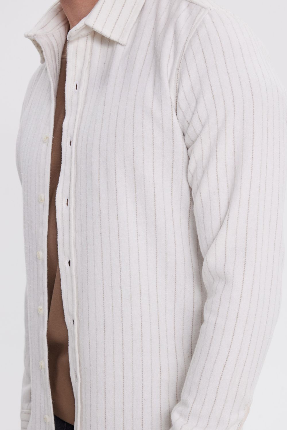 Erkek Slim Fit Dar Kesim Yaka Düğmeli Çizgili Oduncu Gömlek