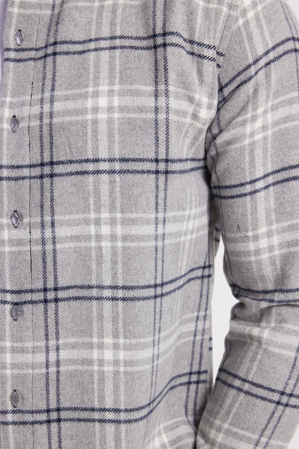 Erkek Slim Fit Dar Kesim Kareli Kışlık Oduncu Gömlek