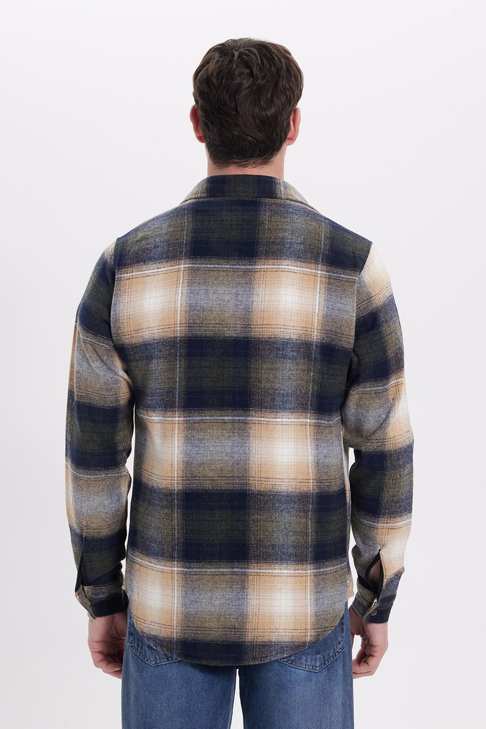 Erkek Slim Fit Dar Kesim Kareli Kışlık Oduncu Gömlek