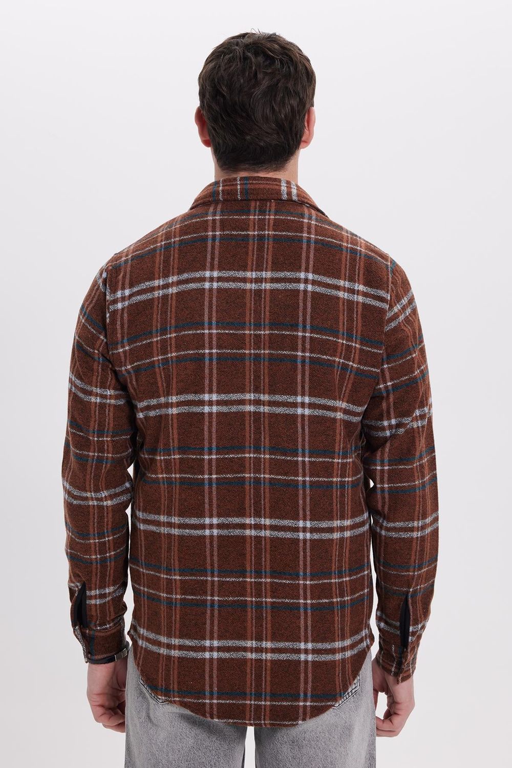 Erkek Slim Fit Dar Kesim Kareli Kışlık Oduncu Gömlek