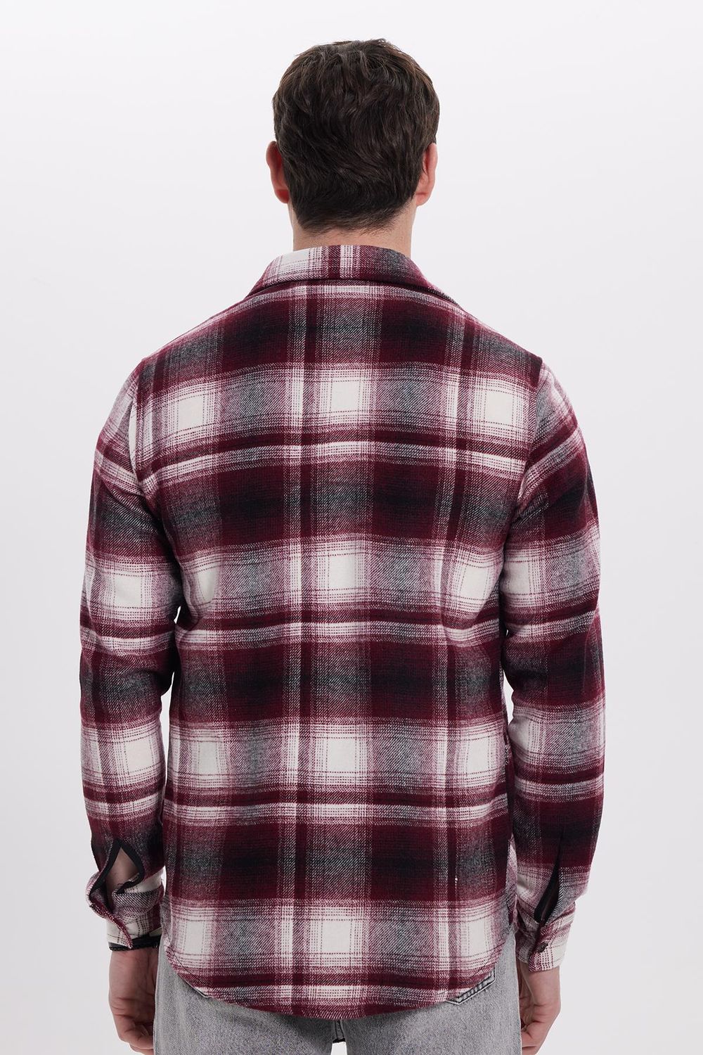Erkek Slim Fit Dar Kesim Kareli Kışlık Oduncu Gömlek