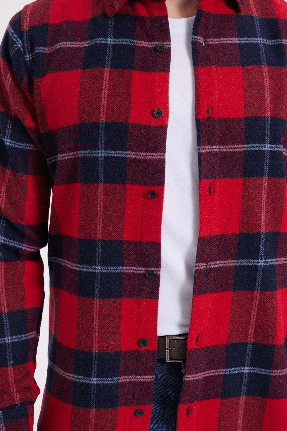 Erkek Slim Fit Dar Kesim Kareli Kışlık Oduncu Gömlek