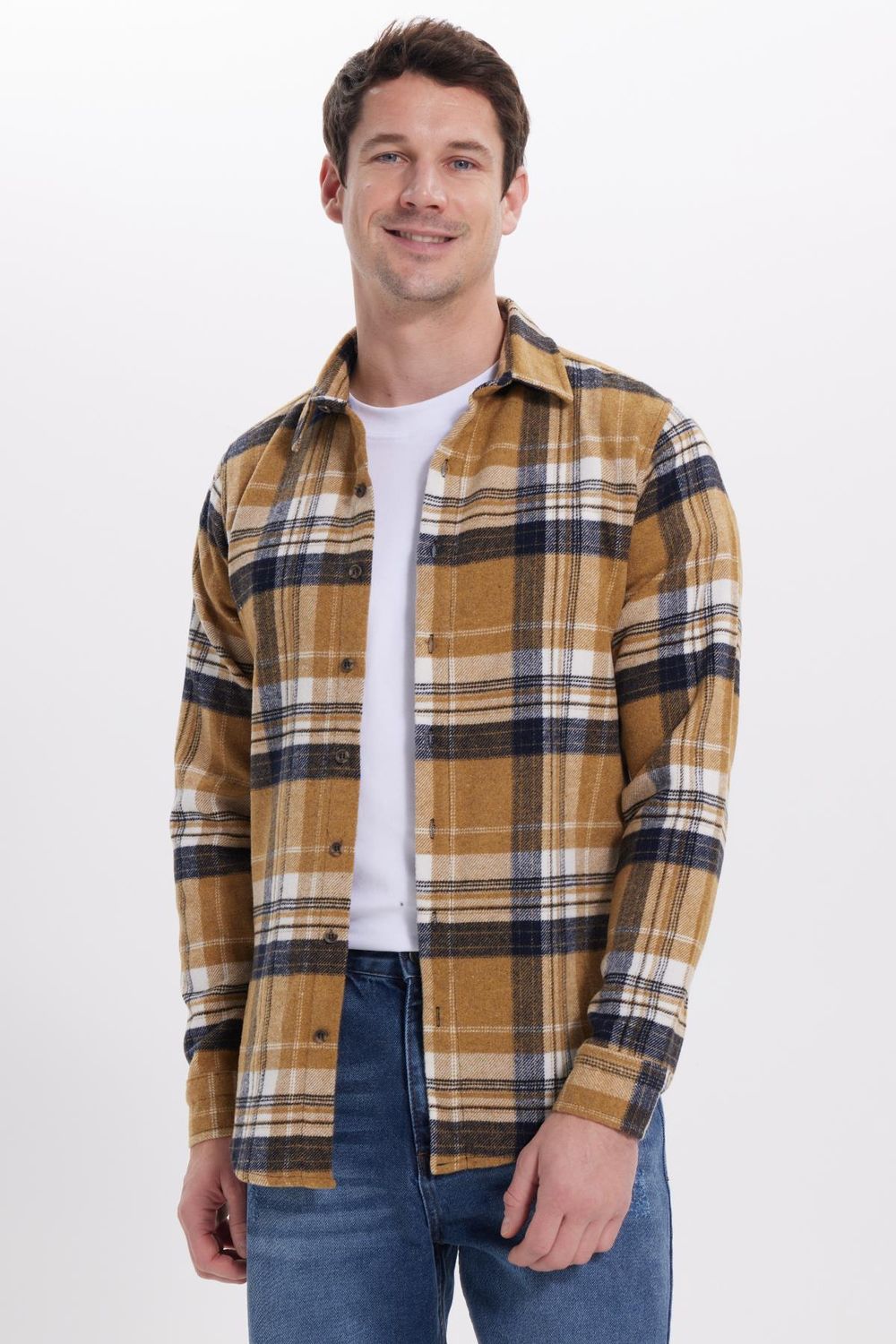 Erkek Slim Fit Dar Kesim Kareli Kışlık Oduncu Gömlek