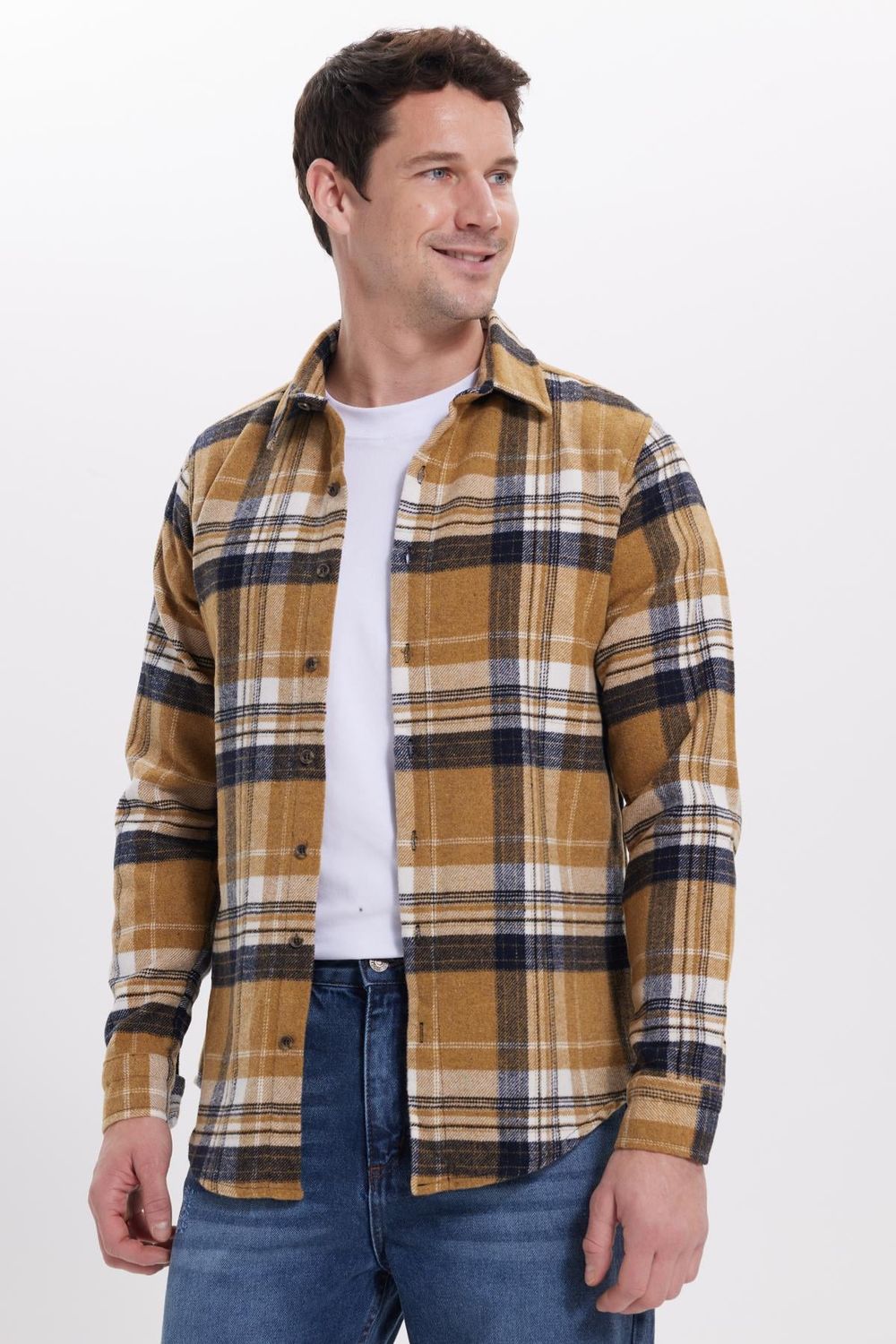 Erkek Slim Fit Dar Kesim Kareli Kışlık Oduncu Gömlek