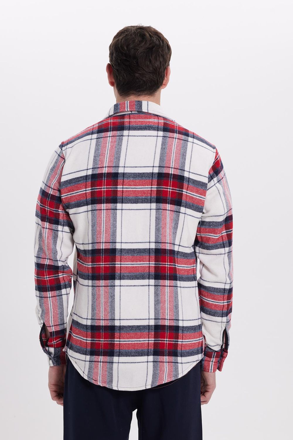 Erkek Slim Fit Dar Kesim Kareli Kışlık Oduncu Gömlek