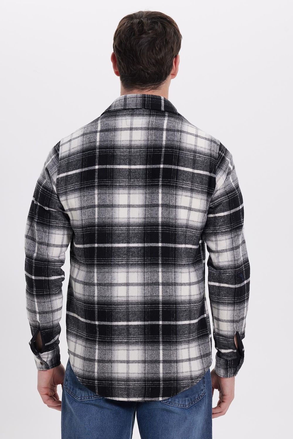 Erkek Slim Fit Dar Kesim Kareli Kışlık Oduncu Gömlek