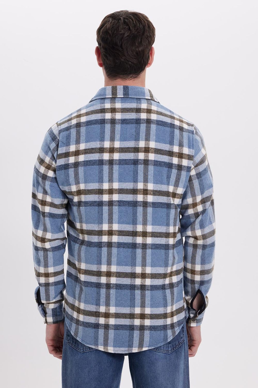 Erkek Slim Fit Dar Kesim Kareli Kışlık Oduncu Gömlek