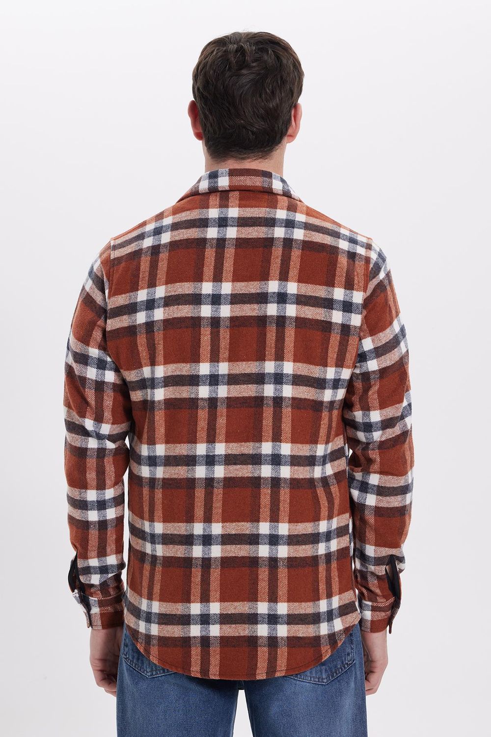 Erkek Slim Fit Dar Kesim Kareli Kışlık Oduncu Gömlek