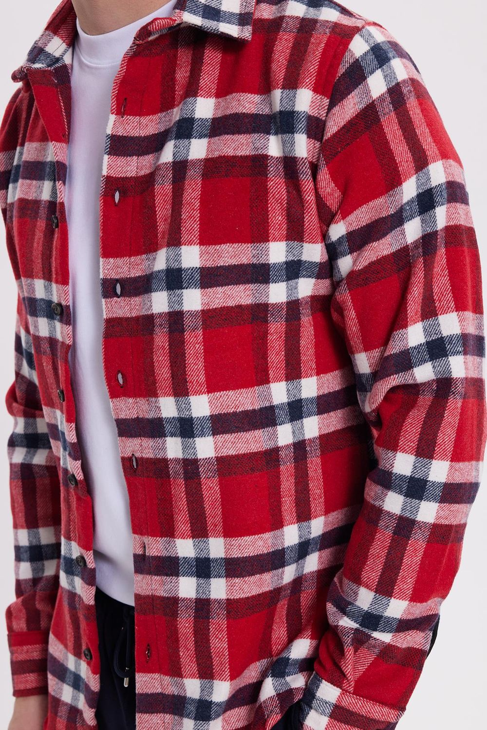 Erkek Slim Fit Dar Kesim Kareli Kışlık Oduncu Gömlek