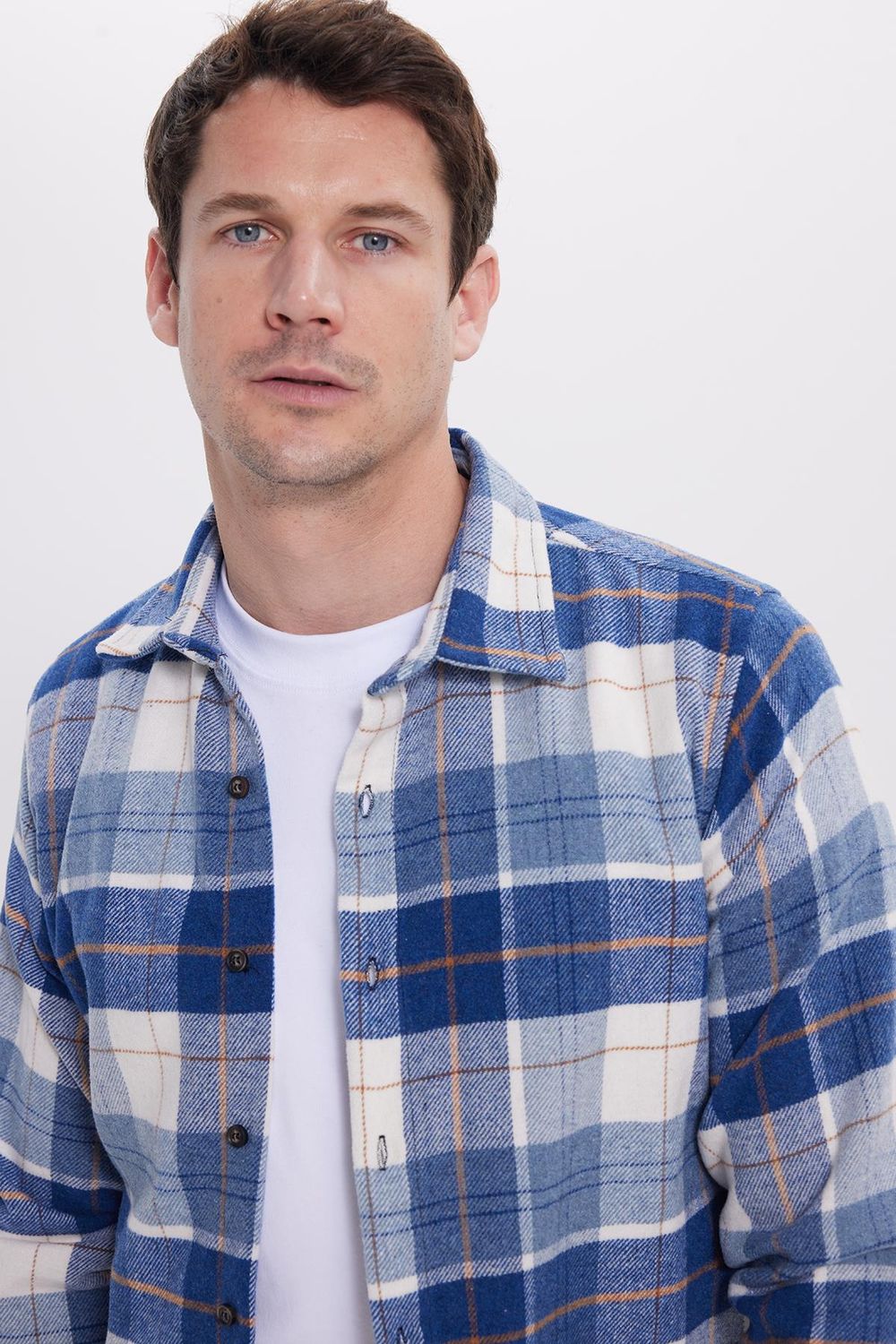 Erkek Slim Fit Dar Kesim Kareli Kışlık Oduncu Gömlek